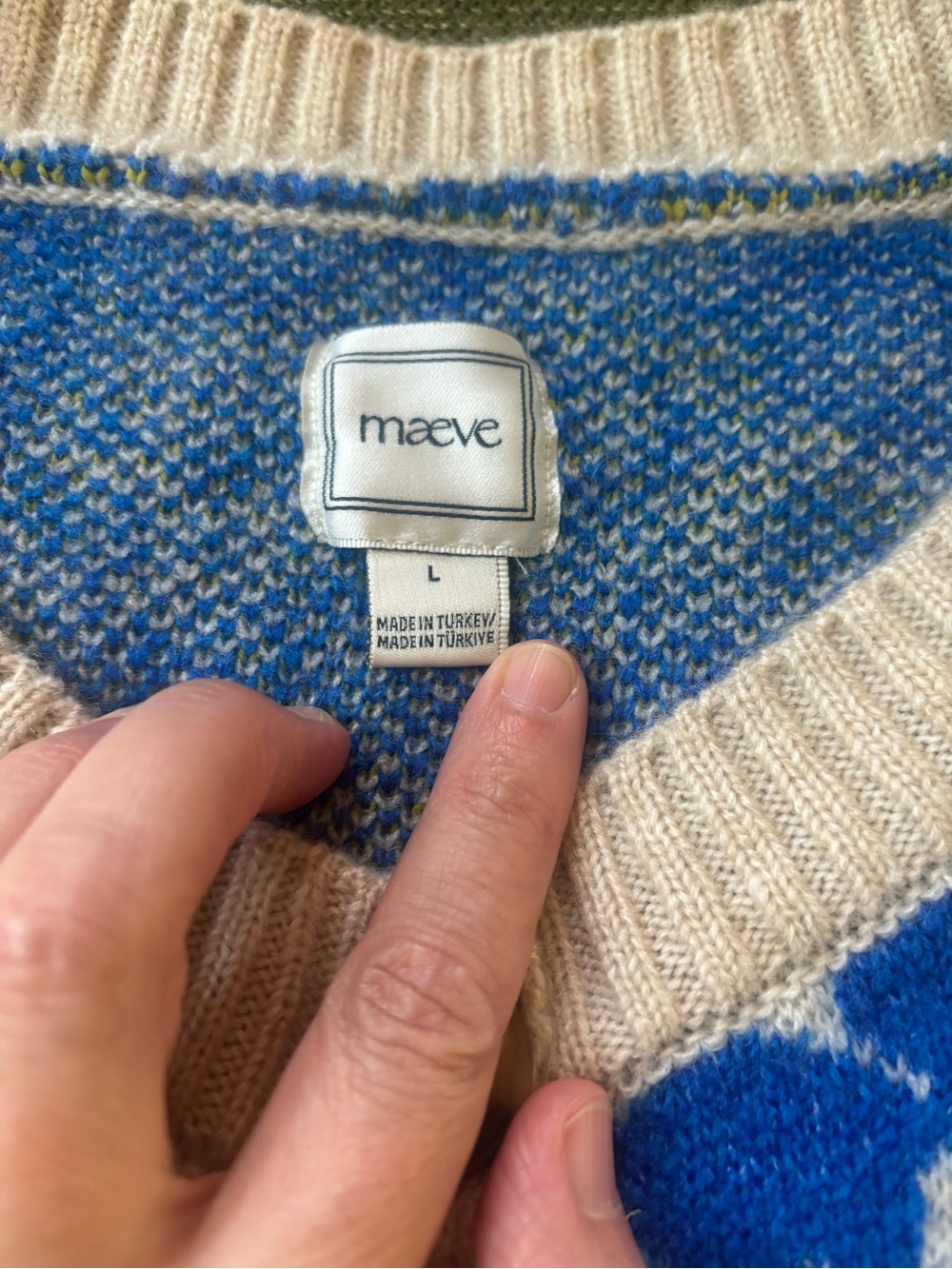 Anthropologie Maeve (NWOT) Blue floral pop intarsia Cardigan, women’s L - Picture 5 of 5